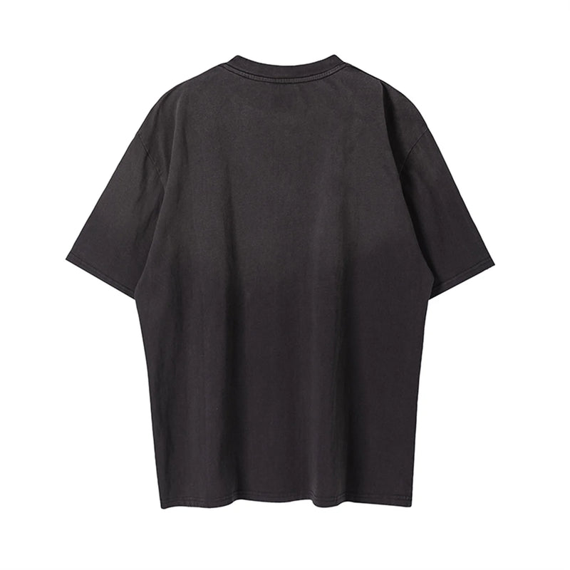 Gothic Oversized shirt – Vintage 90S Old School Style Sunfade Rose Cracking Washed Ol