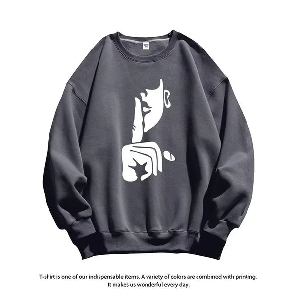 Oversized Loose Printed Sweatshirt Autumn Mens Korean High Quality Top