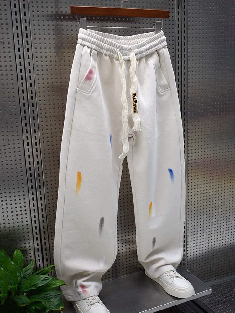 american graffiti printed baggy straight pants y2k streetwear wide leg sweatpants korean new hip hop fashion trousers for men relaxed fit joggers