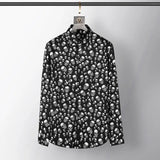 New 2021 Men luxurious classic Skull Head Fashion Cotton Casual Shirts Shirt high quality Pocket Long-sleeves S 2XL #D232