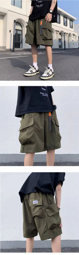 american functional cargo shorts for men 2024 summer multi pockets baggy gym short pants y2k streetwear bermuda shorts hombre unique cargo style 385