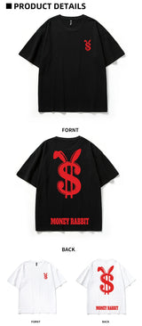 Harajuku Crying character – Money Rabbit Funny Graphic Printed T Shirt For Men Oversized