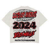 Trapwear Aesthetic print tee – 2024 American Summer Gothic Punk Anime Skull Letters Oversiz