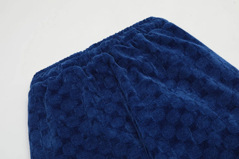 2024 spring and autumn mid waist straight jacquard velvet knitted trousers loose wide leg pants urban casual pants men and women unique default style 2042