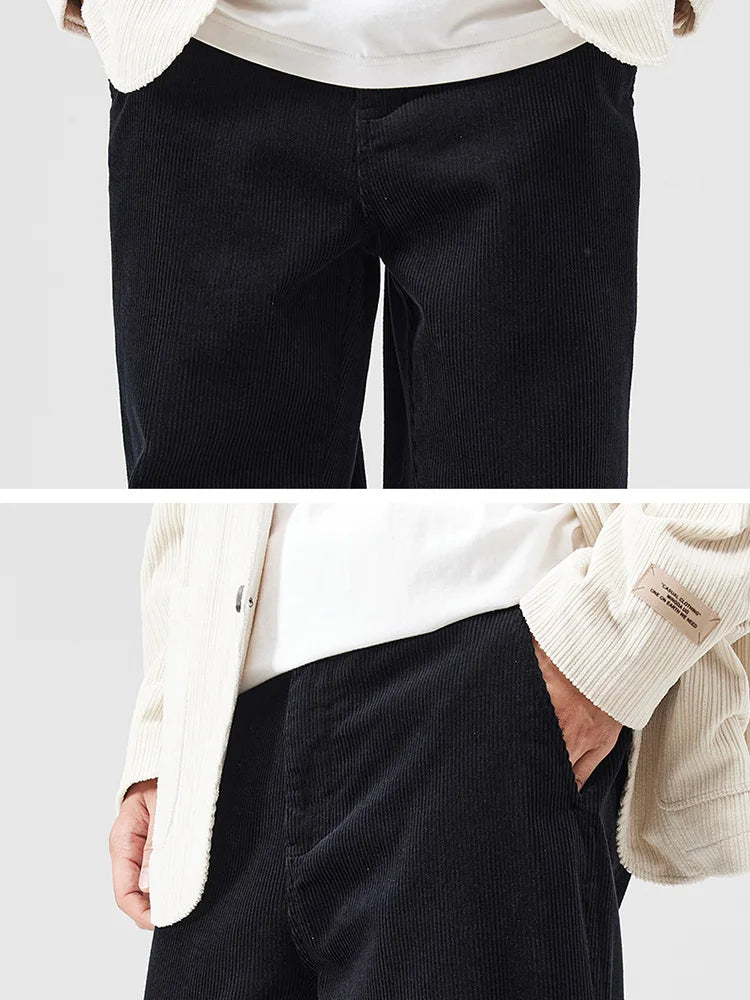 corduroy pants mens fashion loose casual straight large size wide leg baggy trousers office man commuter business corduroy pant unique default style 2176