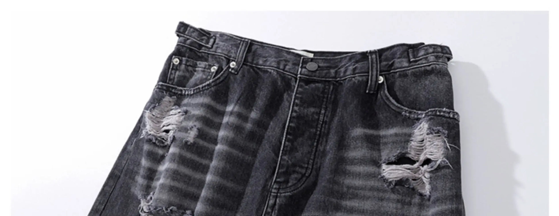 baggy ripped jeans damaged heavy industry washed jeans mens vintage vibe loose casual straight worn pants denim trousers unique jeans style 639