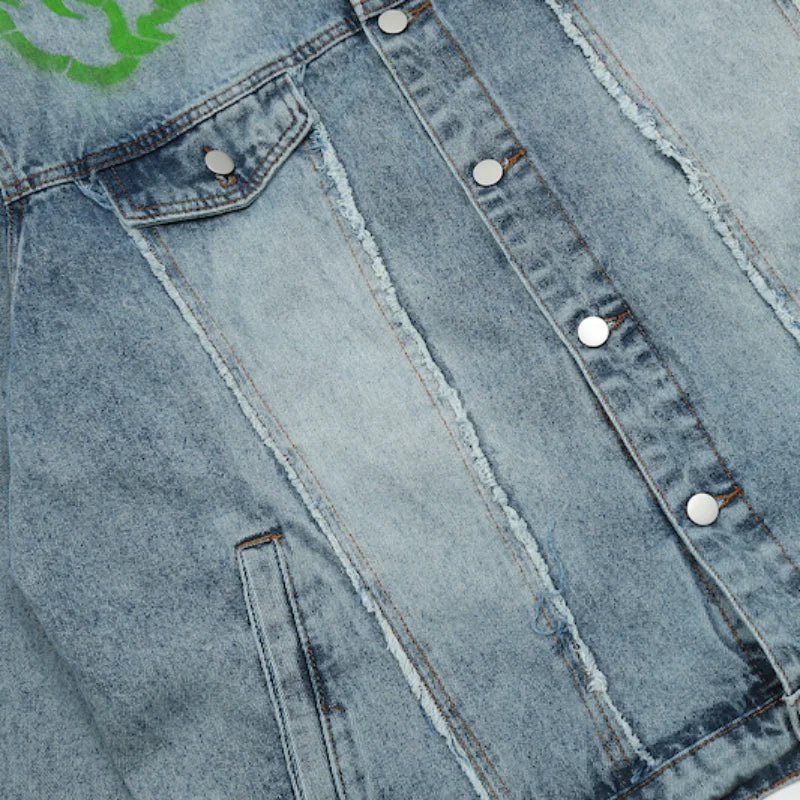 men harajuku graffiti denim jacket and coat fashion hip hop long sleeve jean patchwork outerwear casual streetwear jeans jack - variant style c790c2 for streetwear fashion