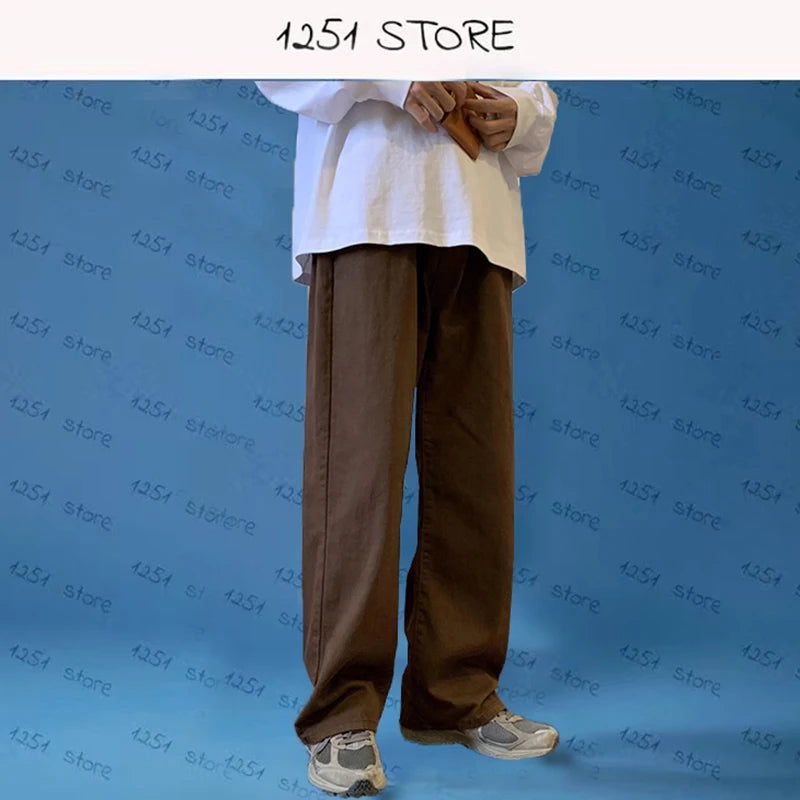 straight jeans men wide jeans white loose denim trousers neutral jean streetwear casual pure man women pants hip hop bagy jeans unique jeans style 2829