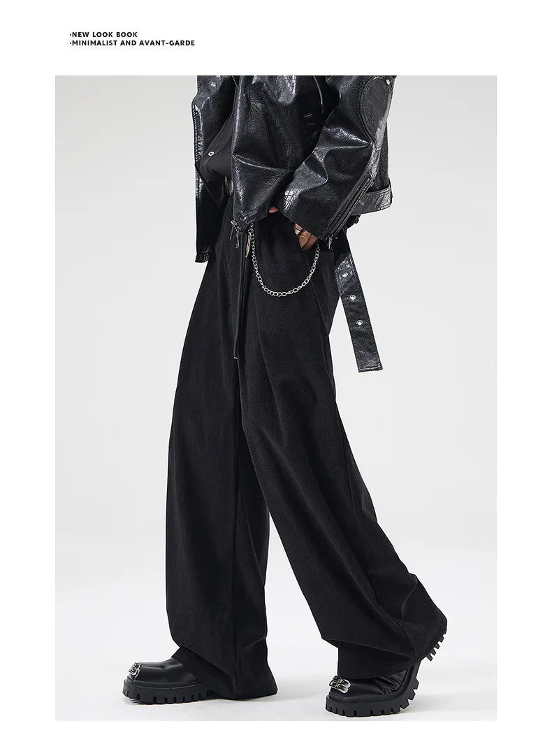 wide leg casual suit pants men japanese korean streetwear fashion loose cleanfit suit baggy pants cityboy long trousers unique default style 2159