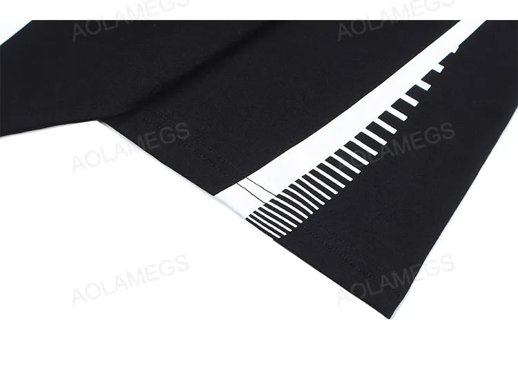 Vaporwave Tribal flame – Streetwear Men Oversized Tshirts Black White Splicing Graphi