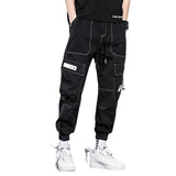 mens side pocket cargo pants casual elastic waist trousers streetwear hip hop loose fit ankle drawstring sweatpants joggers unique joggers style 2043