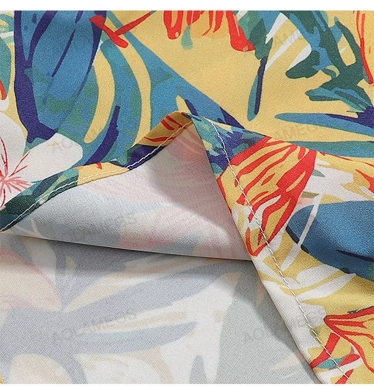 Men Shirts Summer Sclassic Flower Clothing Retro Hawaiian Vacation Shirts Daily Versatile Loose Tops Fashion Half Sleeve Shirt