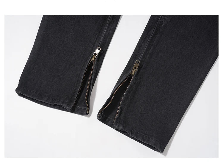 knee ripped patchwork jeans for men hip hop skinny biker taped jean trouser slim fit black denim pants fashion streetwear jogger unique joggers style 3031