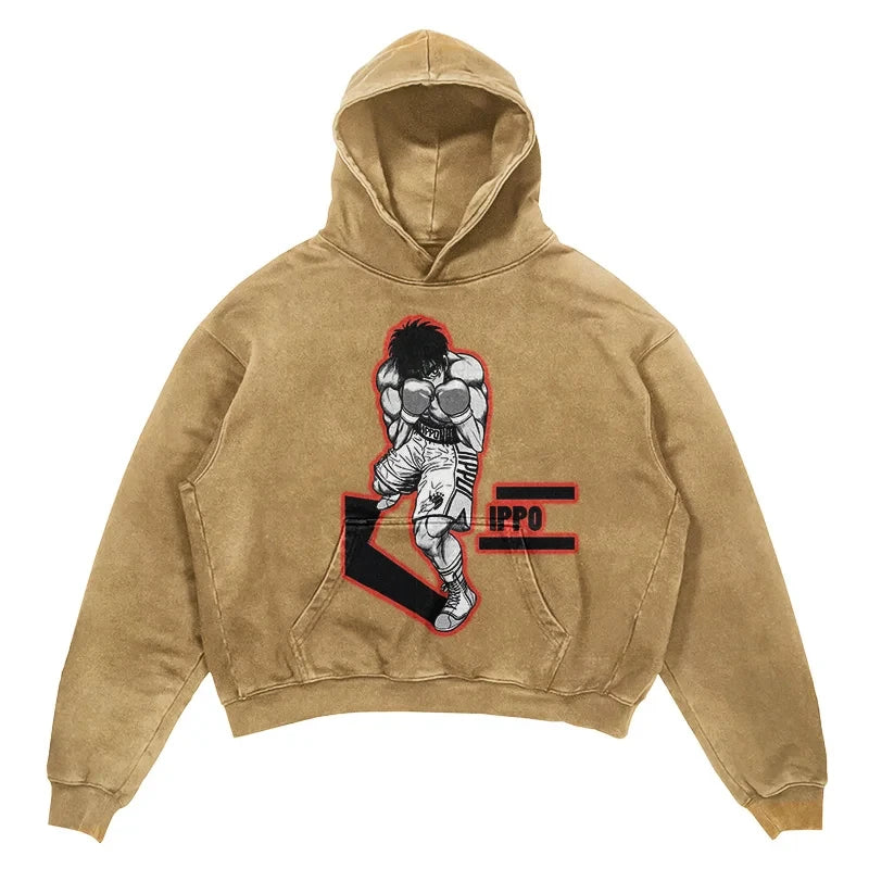 Tideshec 2024 Men Hoodie Retro Japanese Anime Graphic Hoodies Hip Hop