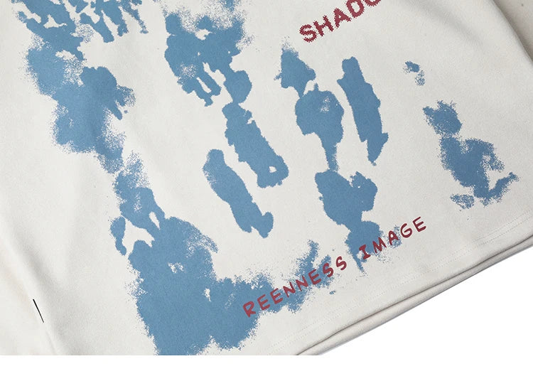 Men Suede Sweatshirt Streetwear Shadow Graphic Harajuku Pullover 2023