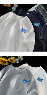 Y2k Anime panel – Korean High End Waffle Short Sleeved T Shirt For Men With Qu