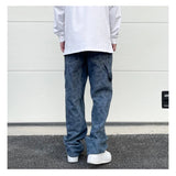 hip hop straight denim jeans pants fashion zipper paisley jeans streetwear mens new casual loose trousers jean pants joggers unique joggers style 4055