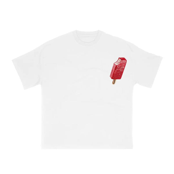 Sadcore Vintage print – New Gothic Love Red Ice Cream Letter Printed Large Pattern T