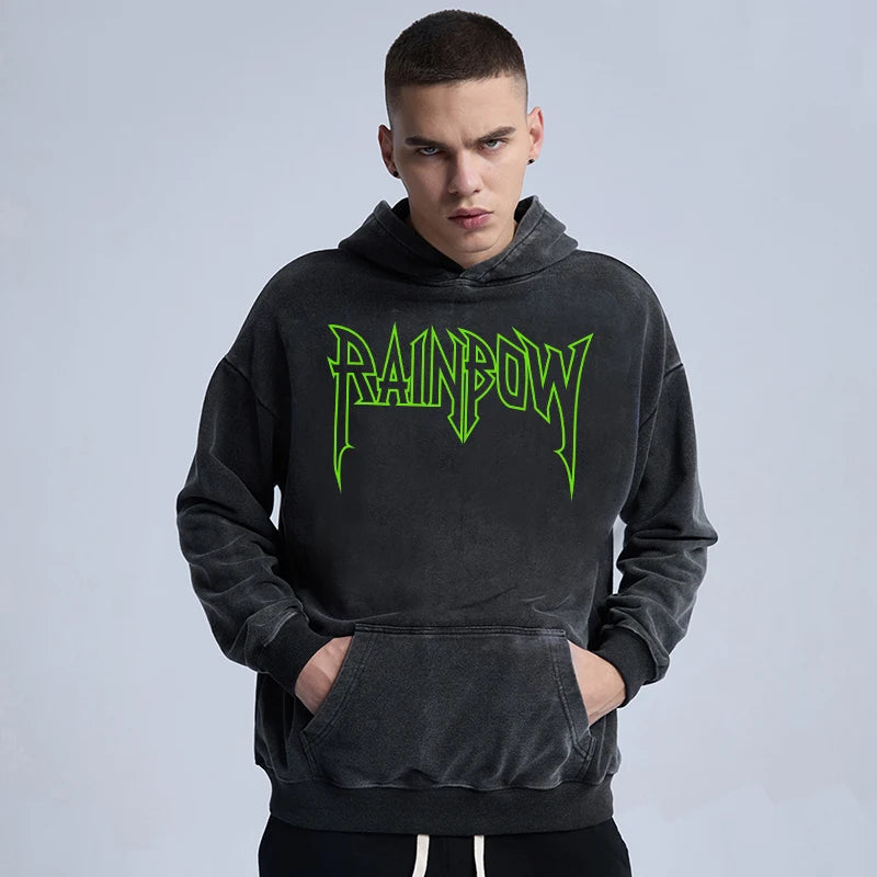 trapwear aesthetic drop featuring rainbowtouches washed hoodie men high street fashion dragon pattren hoodie hip hop unisex essentials superior quality clothing