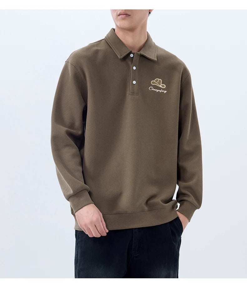 Men Embroidery Fashion Loose Casual Pullover Sweatshirt Spring Autumn