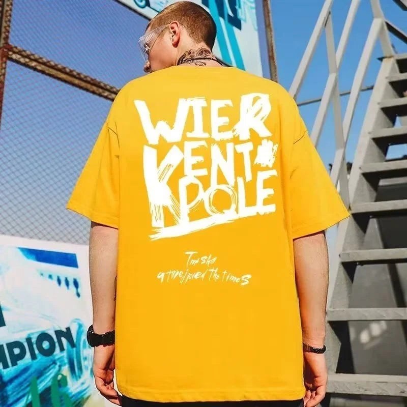 Y2k Angelcore design – Summer Letter Printed Oversized T Shirt Men Hip Hop Fashion