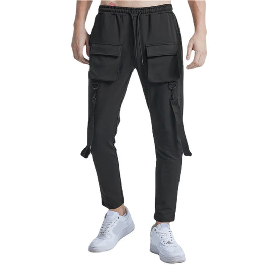 rainbowtouches pants brand mens high street multiple pockets design solid color tidal current overalls concise style baggy pant clean everyday pants