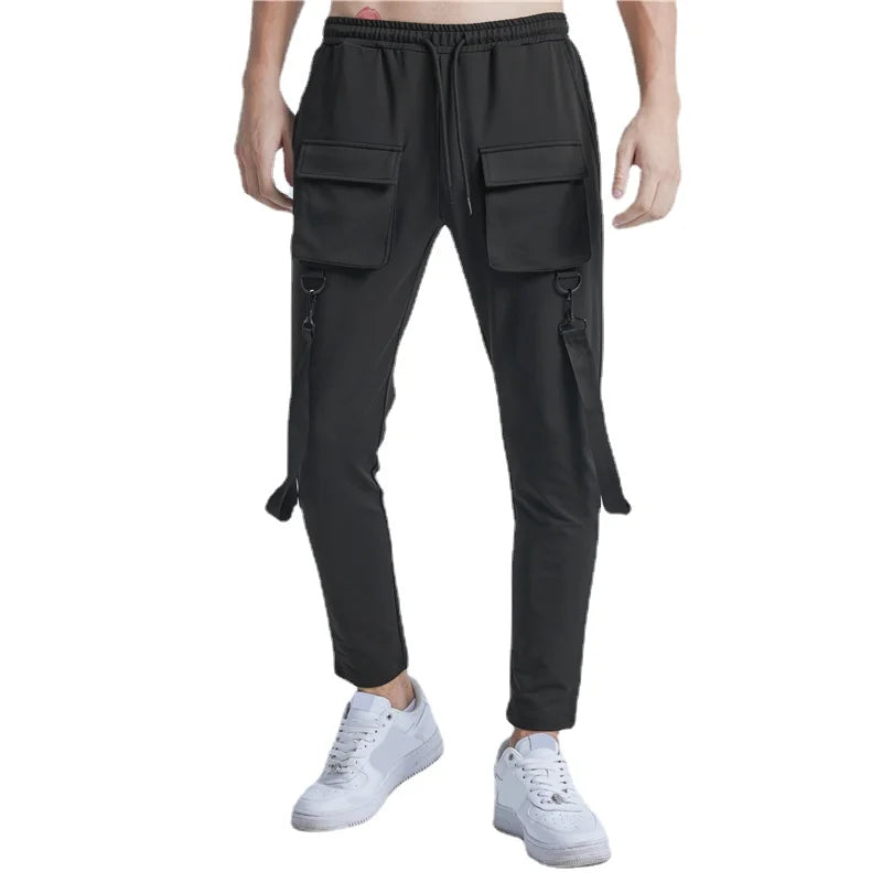 rainbowtouches pants brand mens high street multiple pockets design solid color tidal current overalls concise style baggy pant clean everyday pants