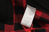 Undermycar 2023 New Worn Out Heavy Work Durable Splice Extra Large Loose Plaid Shirt with Black and Red Plaid
