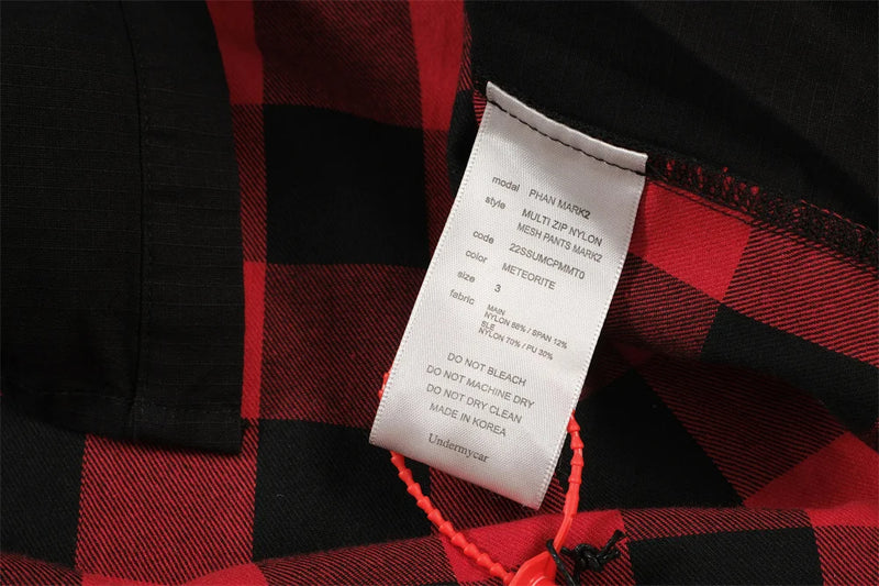 Undermycar 2023 New Worn Out Heavy Work Durable Splice Extra Large Loose Plaid Shirt with Black and Red Plaid