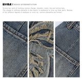 butterfly patches embroidered washed straight vintage baggy fitting jeans for men high street distressed jeans pants women unique jeans style 4475