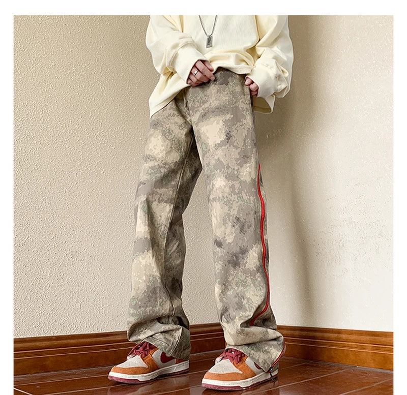 2023 outdoor side zipper camouflage baggy men cargo tracksuit pants overalls hip hop women sport long trousers spodnie dresowe unique cargo style 4234