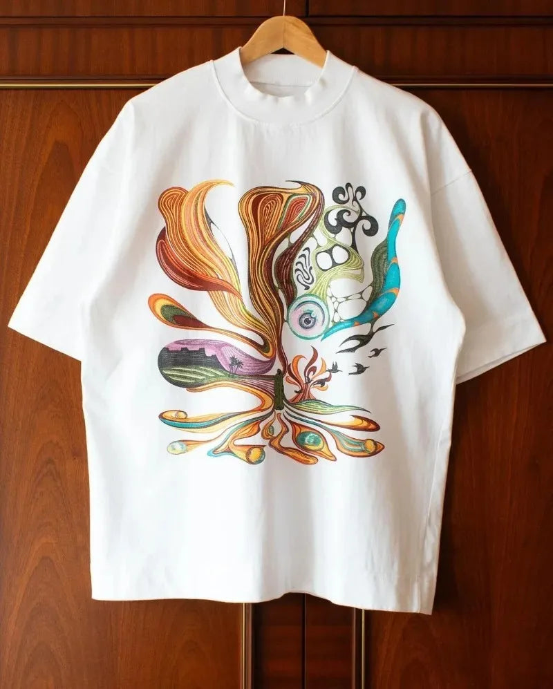 Vaporwave Aesthetic piece – Spring And Autumn Streetwear Fashion Printed Pattern Oversiz