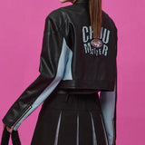 style print hip design hop material fit premium high fashion urban graphic quality casual 8c96d7 style streetwear image essential oversized american-casual-letter-pu-leather-coat-womens-2023-new-contrast-versatile-short-zipper-top-jacket-women-harajuku-goth-clothes unisex - everyday wear streetwear design ID a9247