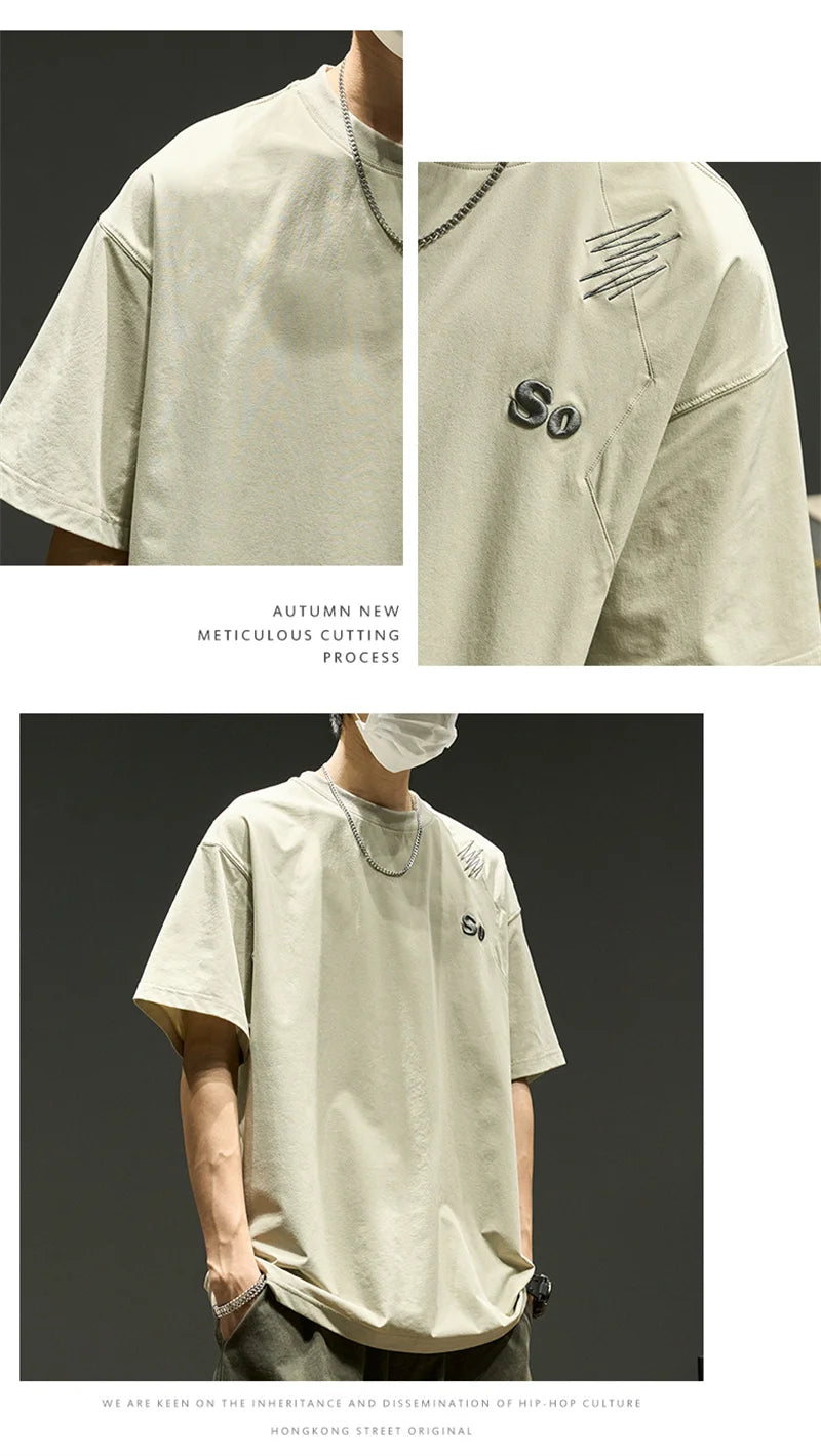 Trapwear Crying character – Summer Mens Embroidered Short Sleeve T Shirts 2024 New Oversized