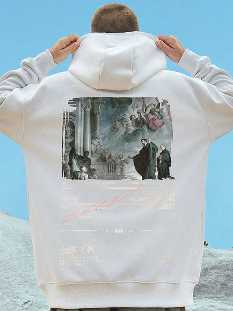 Gothic Print Men Hoodies Japanese Harajuku Fashion Hooded Sweatshirts