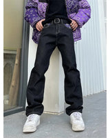 y2k retro sanskrit black jeans street casual pants punk male hip hop print loose harajuku mens straight pants ins hot sale unique jeans style 4763