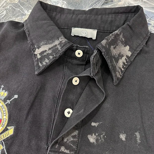 Embroidered patchwork shirt