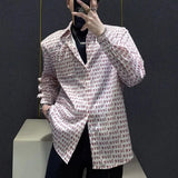 Mens Shirt Love Print Casual Shirt Autumn American Retro Light Streetwear Versatile Campus Long-Sleeve Top Men'S Clothing 2024