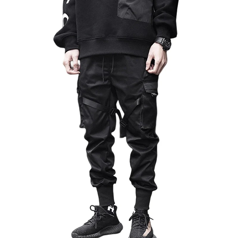 men side pocket cargo harem pants elastic waist trouser streetwear hip hop loose fit ankle drawstring military sweatpant jogger unique joggers style 2765