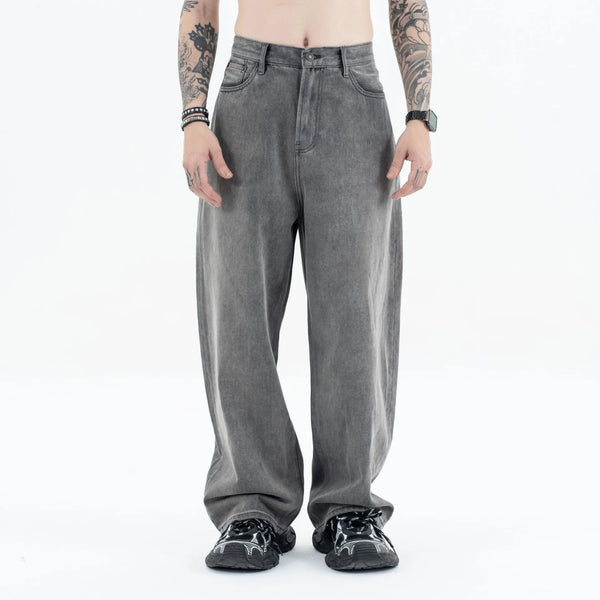 2024 autumn and winter new carbon ash wash worn jeans