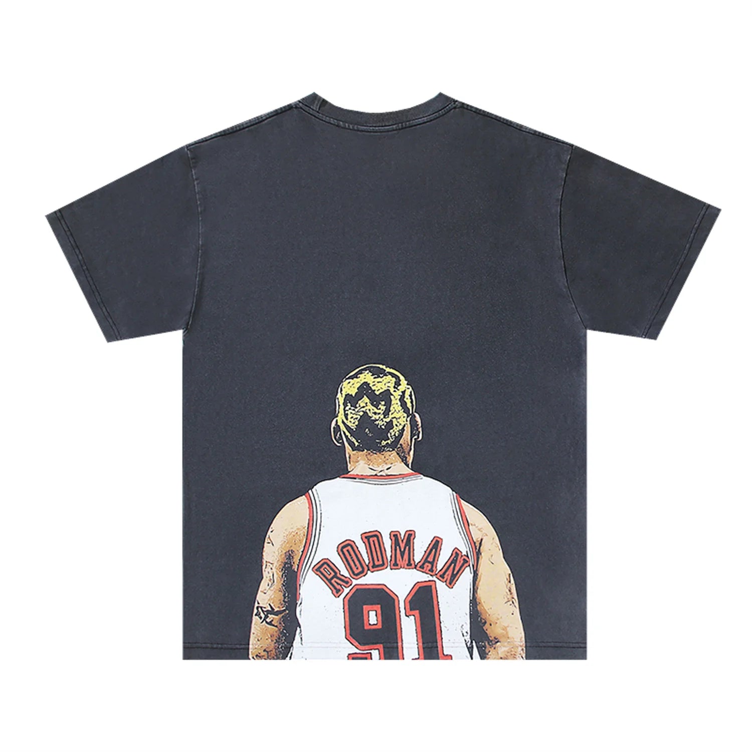 trapwear streetwear top featuring rodman print vintage retro high street hip pop t shirt tops