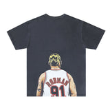 trapwear streetwear top featuring rodman print vintage retro high street hip pop t shirt tops