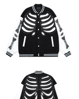 mens streetwear jacket bone skeleton baseball bomber retro coat hip hop harajuku loose oversized unisex nan fashion photo sty - variant style 5f34be for streetwear fashion