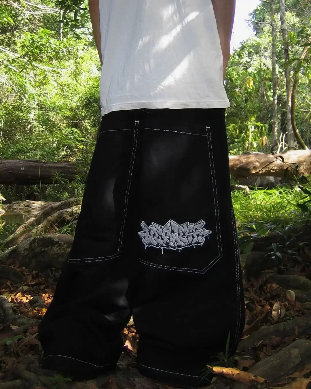 hip hop rock embroidery 3pm baggy jeans men harajuku y2k street pattern vintage high waist wide leg jeans straight leg pants unique jeans style 2048