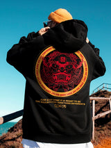 Autumn Dancing Lion Print Hooded Sweatshirts Hombre Hip Hop Fleece