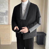 2024 Winter Collarless Cotton-padded Jacket Men Japanese Korean Fashion Loose Casual Thicken Warm Parkas Jacket Cityboy Coat