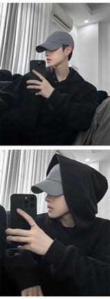 Y2K Minimalist Zip Collar Top – Autumn Fleece Button Up Neck Hip Hop Sweatshirts For Men Solid Color Oversized Y2K Hoodies High Street Fashion Hooded Tracksuit | Zip Knit Drop #113