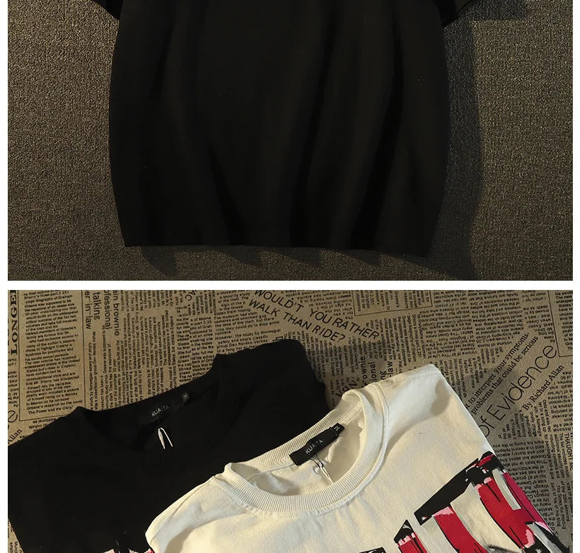 Y2k Aesthetic piece – American Retro High Street Pure Cotton Short Sleeved T Shirt