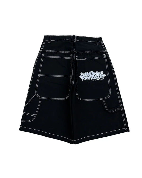 wexwear embroidery skate cargo jeans denim shorts baggy retro y2k harajuku gym basketball shorts streetwear men clothing military streetwear pants