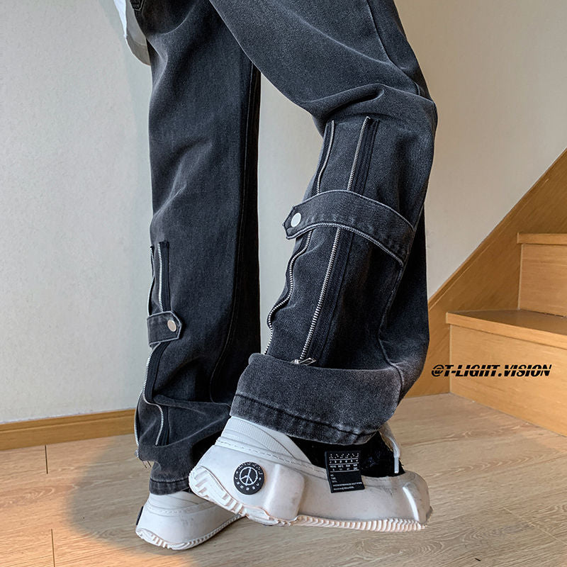 2023 summer new light luxury fashion pants comfortable casual jeans men straight trousers boutique clothing simple style unique jeans style 3924